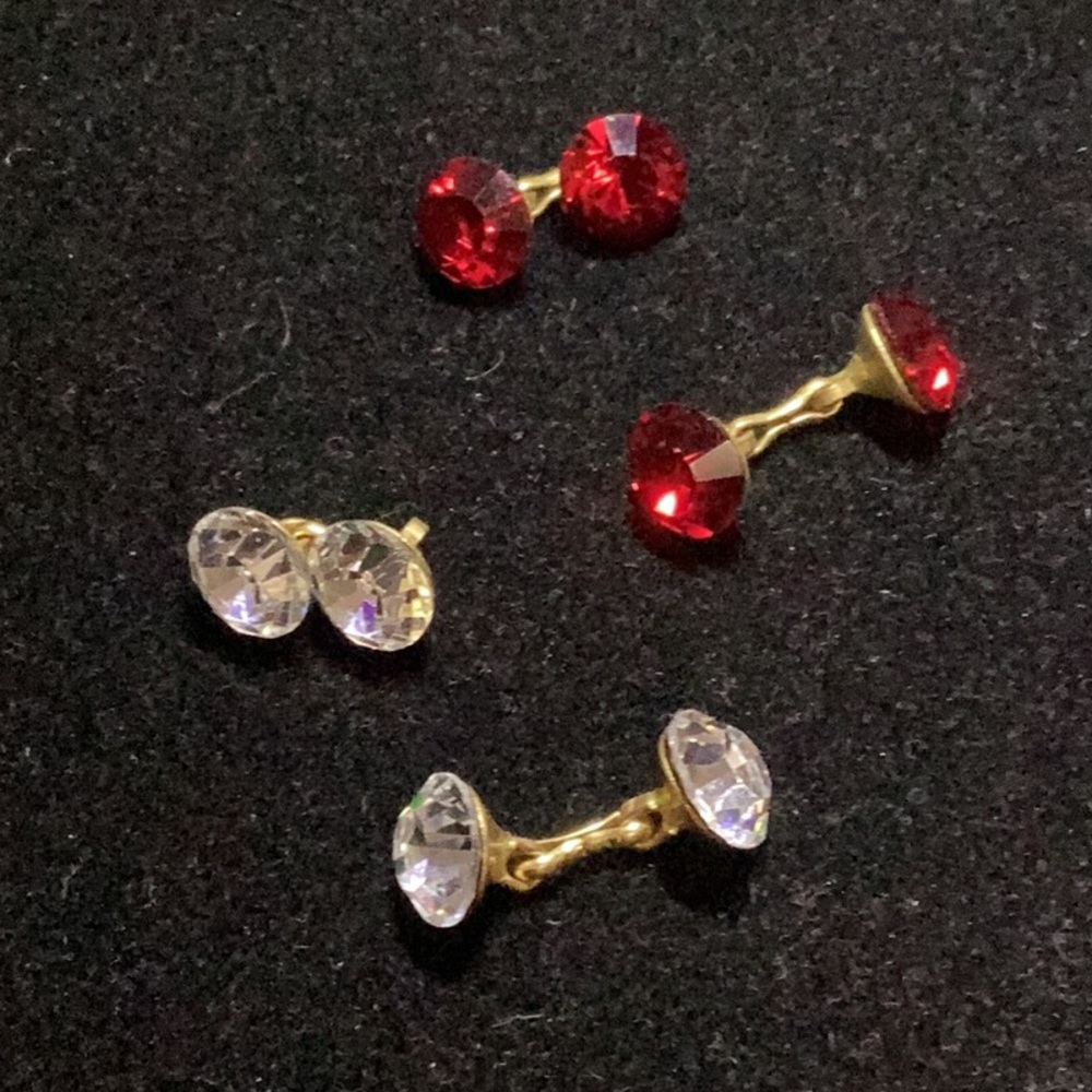 2 Pairs of Vintage Woman’s Crystal Cufflinks - Absolutely Beautiful & Timeless!